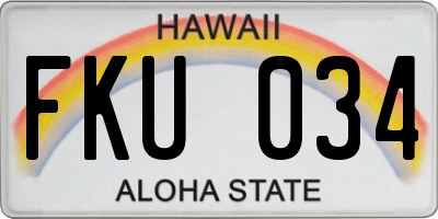 HI license plate FKU034