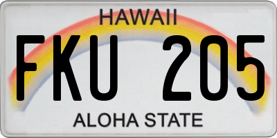 HI license plate FKU205