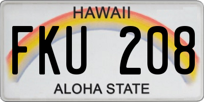 HI license plate FKU208