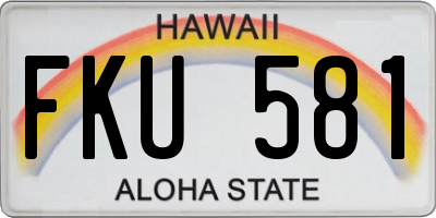 HI license plate FKU581