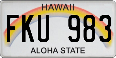HI license plate FKU983