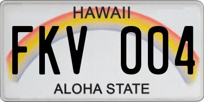 HI license plate FKV004
