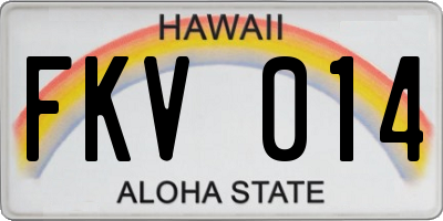 HI license plate FKV014