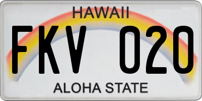 HI license plate FKV020
