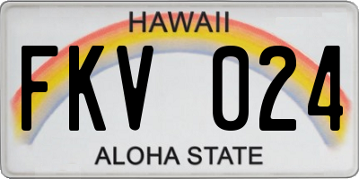 HI license plate FKV024