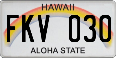 HI license plate FKV030