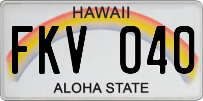 HI license plate FKV040