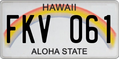 HI license plate FKV061