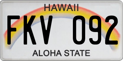 HI license plate FKV092