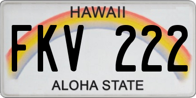 HI license plate FKV222