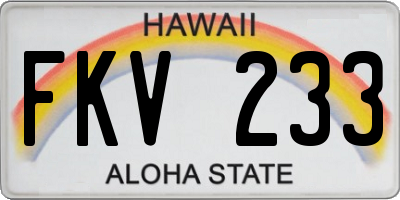 HI license plate FKV233