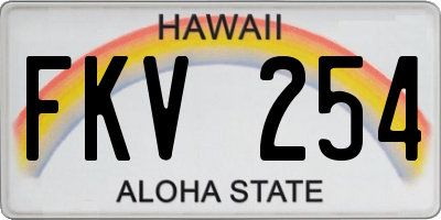 HI license plate FKV254