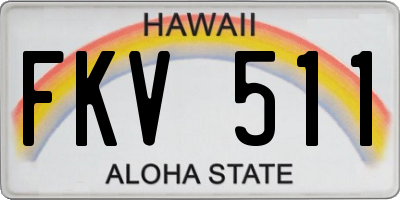 HI license plate FKV511
