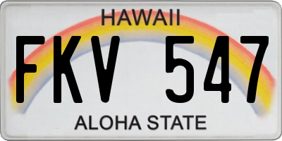 HI license plate FKV547