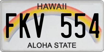 HI license plate FKV554