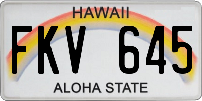 HI license plate FKV645