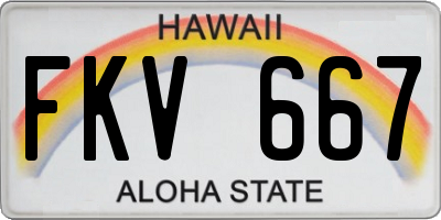 HI license plate FKV667