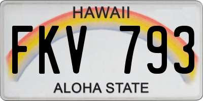 HI license plate FKV793