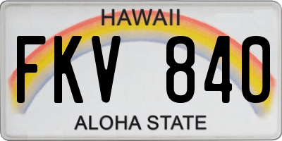 HI license plate FKV840