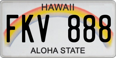 HI license plate FKV888