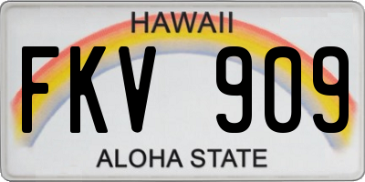 HI license plate FKV909