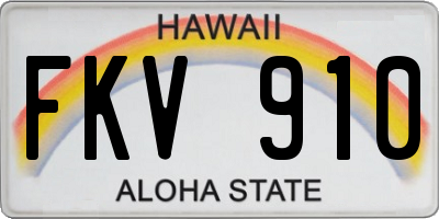 HI license plate FKV910