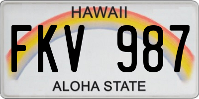 HI license plate FKV987