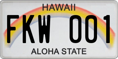 HI license plate FKW001
