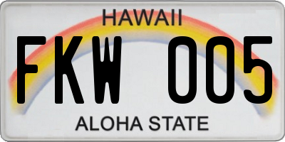 HI license plate FKW005
