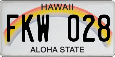 HI license plate FKW028