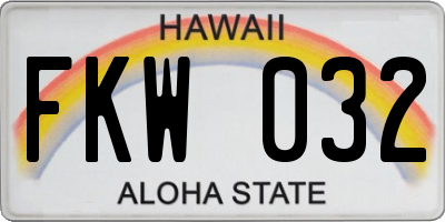 HI license plate FKW032