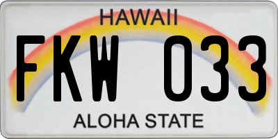 HI license plate FKW033
