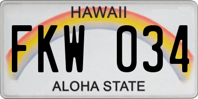 HI license plate FKW034