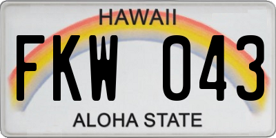 HI license plate FKW043