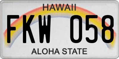 HI license plate FKW058
