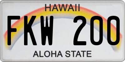 HI license plate FKW200
