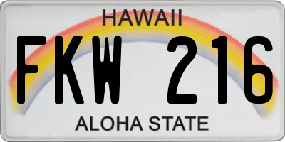 HI license plate FKW216
