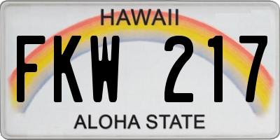 HI license plate FKW217