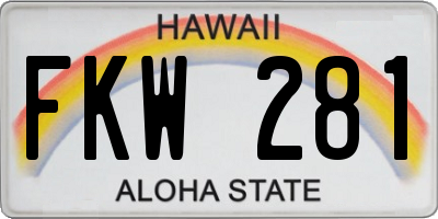 HI license plate FKW281