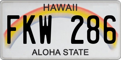 HI license plate FKW286