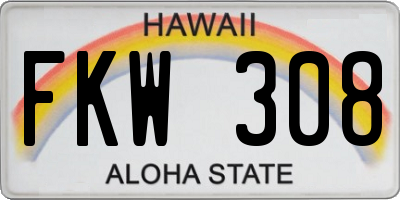 HI license plate FKW308