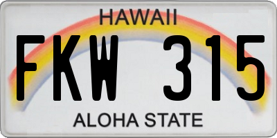 HI license plate FKW315