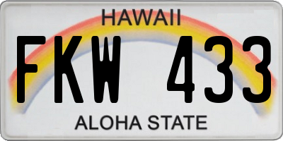 HI license plate FKW433