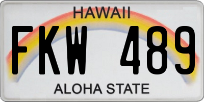 HI license plate FKW489