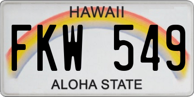 HI license plate FKW549