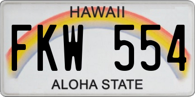 HI license plate FKW554