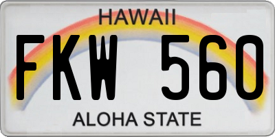 HI license plate FKW560