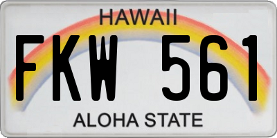 HI license plate FKW561