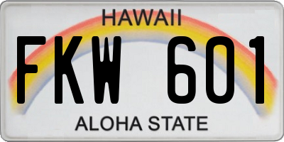 HI license plate FKW601