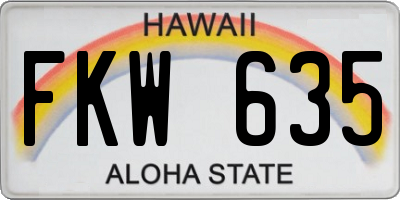 HI license plate FKW635
